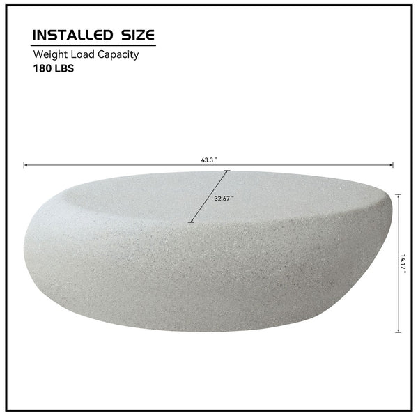 English Elm 2-pc Fiberglass Organic Rock Coffee Table Set Sculpted Matte Elliptical Living Room W2582S00206