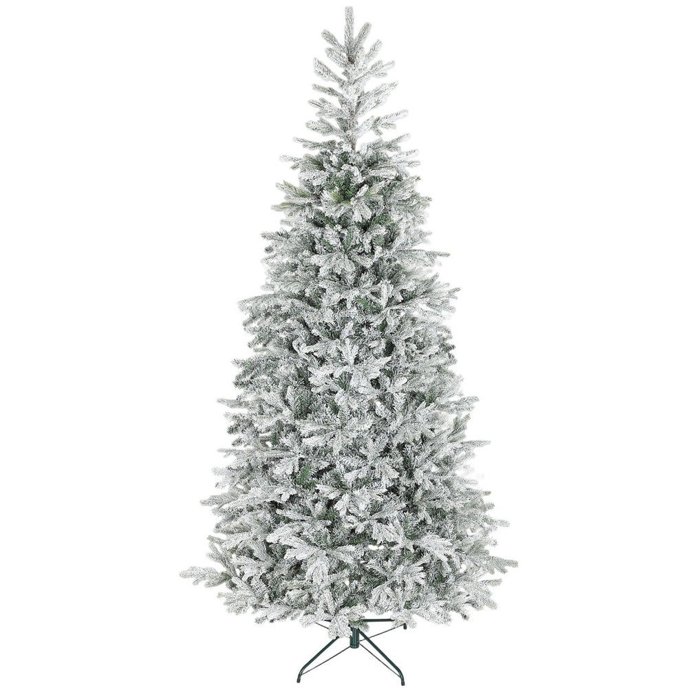 English Elm Homcom 9 Foot Frosted Artificial Spruce Tree with 2514 Flocked Tips Easy Setup W2225P485606