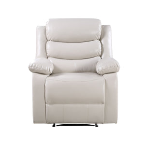 English Elm Eilbra Beige Faux Leather Power Motion Recliner with Pocket Coil Seat, Pillow-Top Arms, 220lb Capacity B2726P277896