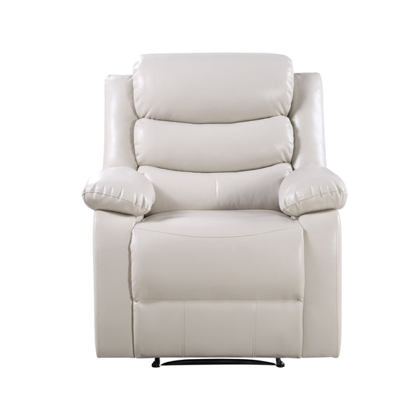 English Elm Eilbra Beige Faux Leather Power Motion Recliner with Pocket Coil Seat, Pillow-Top Arms, 220lb Capacity B2726P277896