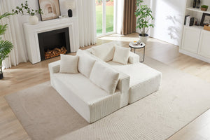 English Elm L-Shaped Modular Sectional Sofa – Effortless Comfort, No Assembly, Plush Corduroy For Living Spaces W2339P294925