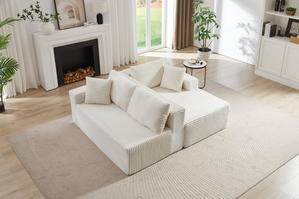 English Elm L-Shaped Modular Sectional Sofa – Effortless Comfort, No Assembly, Plush Corduroy For Living Spaces W2339P294925