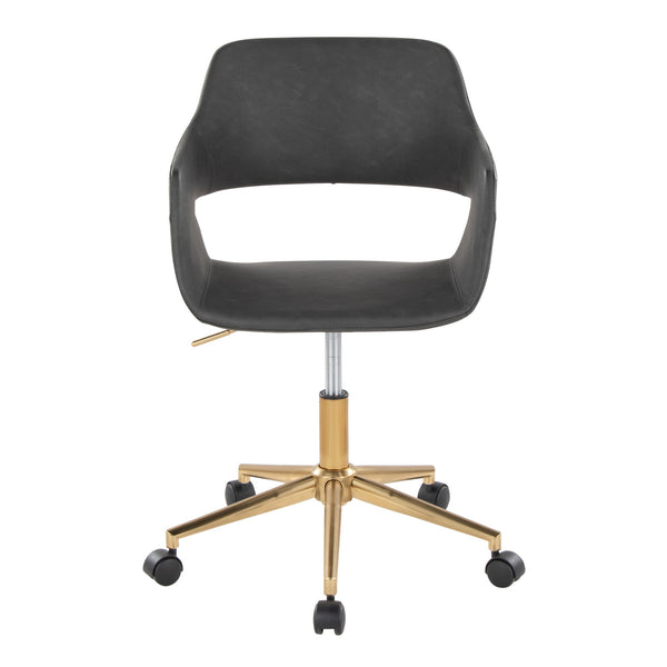 English Elm Margarite Contemporary Task Chair In Gold & Grey Faux Leather - Stylish, Ergonomic & Adjustable Comfort B202P223914