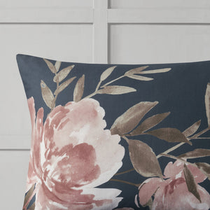 English Elm 8 Camillia Cotton Comforter Set Queen with Blush Floral Print, Ruffled Euro Shams, OEKO-TEX Safe Navy 13.78 L x 18.9 W x 13.78 H B035128843
