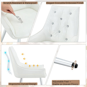 English Elm Crocodile Textured Pu Leather Accent Chair Diamond Tufted with Chrome Metal Legs W3493P456345