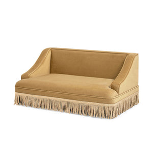 English Elm Duchess Regency Tufted Pet Sofa with Fringe Skirt Velvet Upholstery for Small Dogs Yellow B2719P479030