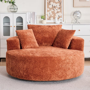 English Elm Round Swivel Barrel Chair Plush Chenille Upholstery Cozy Accent Seat for Any Room Orange W2915P338894