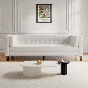 Christopher Knight Home® - Noble House - - 3-Seater Sofa, Upholstered Tufted Coach, Velvet Sofa, Ivory White