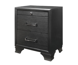 English Elm CIVIC Gray Nightstand with Tapered Legs, Solid Wood + MDF, Acrylic Hardware, 2 Spacious Drawers B201P215830