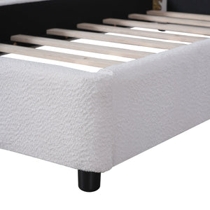 English Elm Christopher Knight Home® - Twin Boucle Upholstered Bed Frame with Rounded 3.8" Plush Headboard, No Box Spring Needed, White N757T329196W