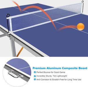 English Elm Double Fish Foldable Mdf Ping Pong Table with Wheels Net Paddles Balls Indoor Outdoor W3087P250979