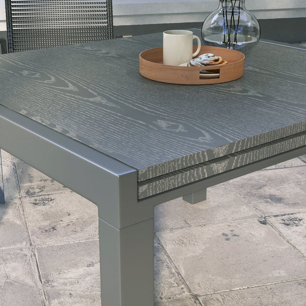 English Elm Outsunny Extendable Outdoor Dining Table - 41" To 83" Aluminum Frame & Stylish Wood-Effect Top W2225P200709-GIGA