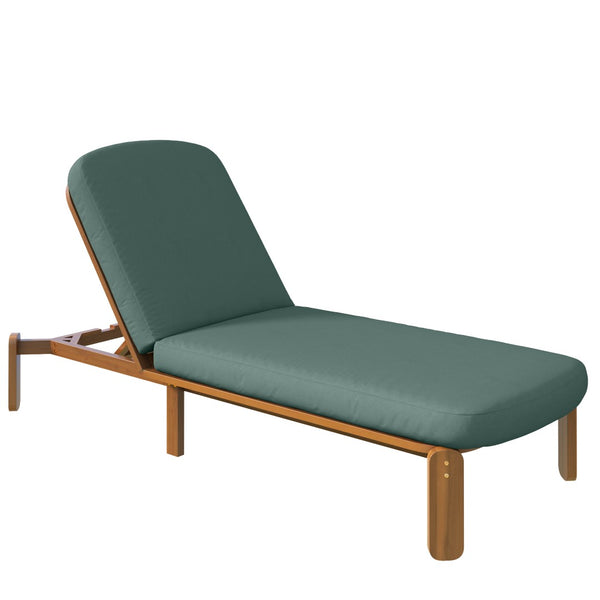 English Elm Outdoor Acacia Wood Chaise Lounge Reclining Patio Chair with Cushion for Poolside N719P445623F