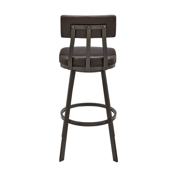 English Elm Ulina Swivel Bar Stool - Modern Brown Faux Leather Comfort With 360° Rotation & Adjustable Heights B2736P268534-GIGA