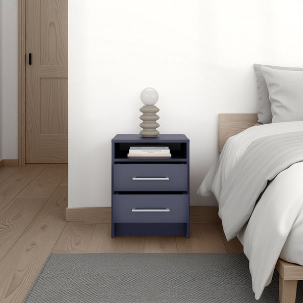 English Elm Eter Navy Blue Nightstand 19.9" High with Two Smooth-Glide Drawers and Open Shelf for Devices B200P378370