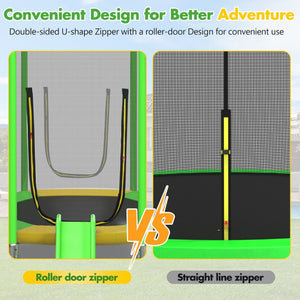 English Elm 7ft Hexagonal Kids Outdoor Trampoline with Slide Ladder and Safety Enclosure Net K821P382822F
