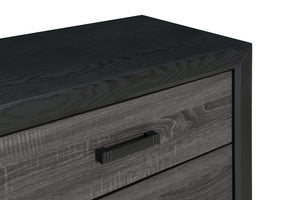 English Elm SOLUTO Five-Drawer Chest in Two-Tone Grey and Black Finish — Urban Farmhouse Solid Wood Design Black+ Gray 34.65 L x 19.69 W x 48.82 H B201P226195