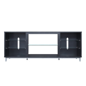 English Elm Brighton 60" TV Stand with 7 Shelves & Tempered Glass Dividers, Cable Management, Sleek Design White+Black B365P398324