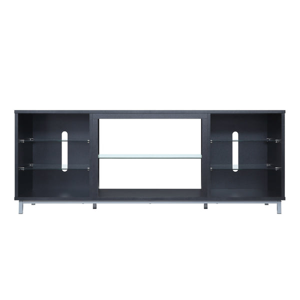English Elm Brighton 60" TV Stand with 7 Shelves & Tempered Glass Dividers, Cable Management, Sleek Design White+Black B365P398324