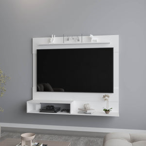 English Elm FM Irmo Wall-Mounted Entertainment Center with Shelves — Space-Saving Modern TV Panel and Display Shelf for Organized Living Room Decor White 61 L x 22 W x 4 H B128P283290