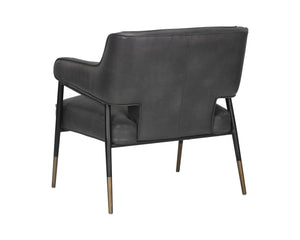 Sunpan Derome Mid-century Lounge Chair In Bravo Portabella Faux Leather With Sculpted Design & Gold Accents Grey Faux Leather 107316