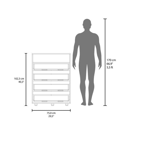 English Elm Dresser, 4 Drawers 1 Shelf in Matt Gray & Dark Oak — Elegant, FSC-Certified Storage for Bedroom Decor B097P369437