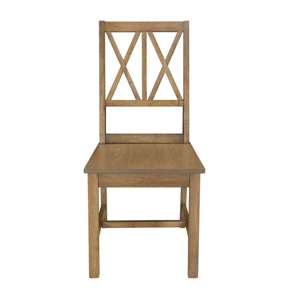 English Elm TOPMAX Rustic 5-Piece Extendable Round Dining Set with Trestle Base and Cross Back Chairs, Versatile Elegance Brown SP000042AAD