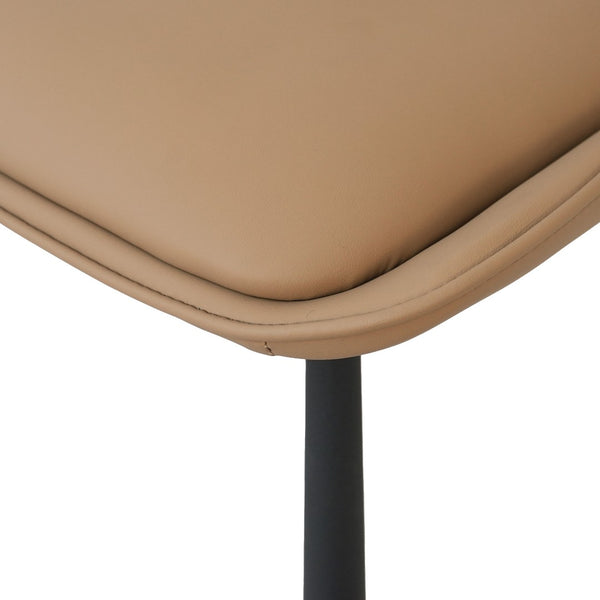 English Elm Modern Nordic Faux Leather Upholstered Dining Chairs Iron Legs Kitchen Set of 2 Khaki+Black W1535P460731