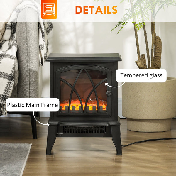 English Elm Homcom 18" Electric Fireplace Stove – Portable Freestanding Heater With Realistic Flame & Safety Features W2225P229139