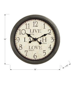 English Elm Clocks, 16" Antique Brown Round Wall Clock - Quiet Quartz Movement, Transitional Design For Any Room B2710P287095