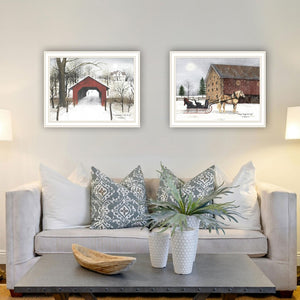 English Elm Trendy Decor 4u Billy Jacobs Winter Sleigh Two Piece Framed Farmhouse Wall Art B067P255216