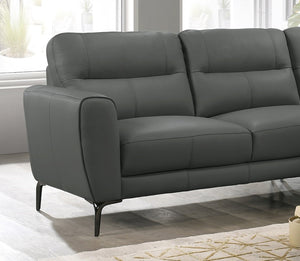 English Elm Top Top Grain Leather 2-Piece Sectional Sofa with Right-Facing Chaise, Tight-Back Stitching, Luxurious Upholstery Anthracite 60.9 L x 37.5 W x 30 H B011S01484