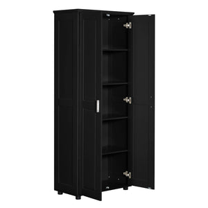 English Elm Storage Compact Two-Door Cabinet with Adjustable Shelf, Anti-Tip Safety, MDF Durability for Home Organizing Black WF323346AAB