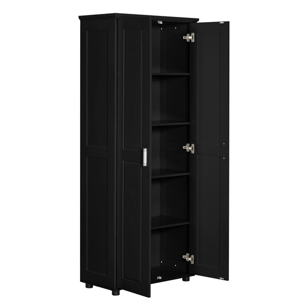 English Elm Storage Compact Two-Door Cabinet with Adjustable Shelf, Anti-Tip Safety, MDF Durability for Home Organizing Black WF323346AAB