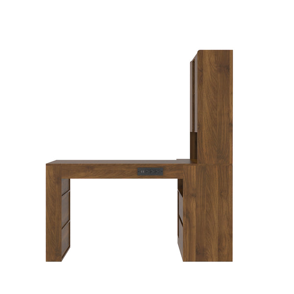 English Elm L Shaped Desk With Storage & Led Light - Modern Corner Computer Desk For Home Office & Gaming Setup W1321S00033