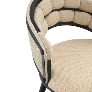 English Elm Set of 2 Chenille Upholstered Counter Stools with Iron Legs for Kitchen Islands Beige,Black W3875P370851