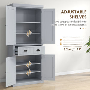 English Elm Homcom 72" Farmhouse Kitchen Pantry Cabinet With Adjustable Shelves, Large Drawer & Beadboard Style W2225S00049