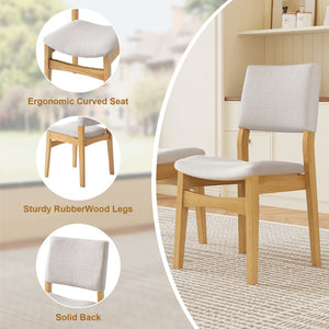 English Elm Upholstered Stackable Dining Chairs Linen Fabric Rubberwood Frame Rustic Set of 2 Natural N752P327192N