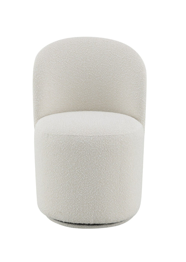 English Elm 5-piece Round Marble Look Table and Boucle Swivel Chair Dining Set for Four B2726S00573