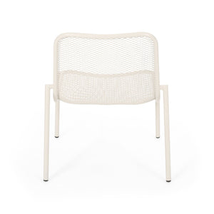 English Elm Kincaid Outdoor Iron Mesh Conversation Set Rust Resistant Patio Chairs with Side Table White N775P392159W