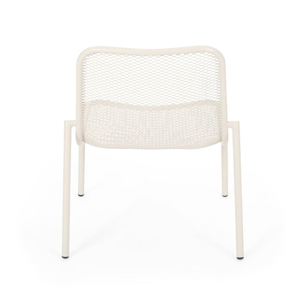 English Elm Kincaid Outdoor Iron Mesh Conversation Set Rust Resistant Patio Chairs with Side Table White N775P392159W