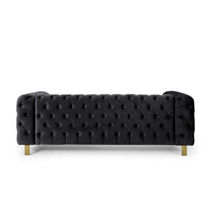 English Elm Christopher Knight Home® - Mirod Modern 3-Seat Sofa with Tufted Back and Arms, Polyester Upholstery, Foam & Pocket Spring Comfort Black 69439.00BLK