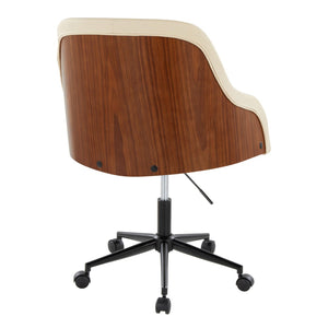 English Elm Office Chair Mid Century Modern Walnut Wood Faux Leather Seat with Swivel Base B202P474171