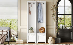 English Elm On-Trend Elegant Hall Tree Set Of 2 - 3-In-1 Entryway Coat Rack With Bench, Drawers & Hooks, White N721P249242K-GIGA