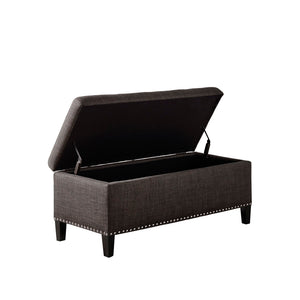 JLA Home Madison Park - Tufted Blue Storage Bench with Soft-Close Lift Top, Elegant Upholstered Seating and Noir Legs Charcoal FPF18-0502