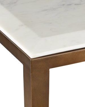 Currey & Company Oblique Marble Console Table – Elegant Antique Brass Frame With Floating White Lilac Marble Top White White Lilac Marble ,Iron ,Engineered Wood 4000-0238-currey-company