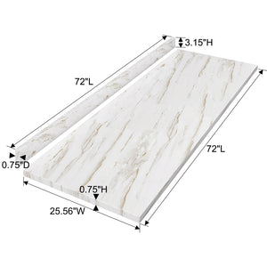 English Elm Laminate Countertop, Elegant Drama Marble Finish For Multi-Use Diy Projects, 72" L X 25.56" W T3210P281253