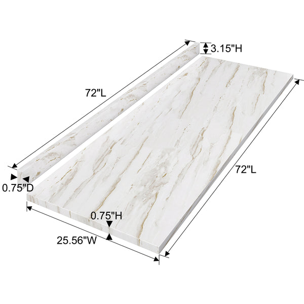 English Elm Laminate Countertop, Elegant Drama Marble Finish For Multi-Use Diy Projects, 72" L X 25.56" W T3210P281253