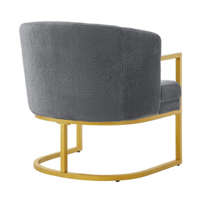 English Elm Modern Faux Fur Accent Chair Plush Upholstered Seat with Gold Iron Legs for Any Room Grey N763P360688E