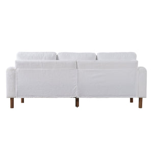 English Elm Christopher Knight Home® - 83.86" 3-Seater Sofa in Teddy Velvet with Curved Armrests & Solid Wood Legs, Plush Durable Comfort Cream White N765P331021W